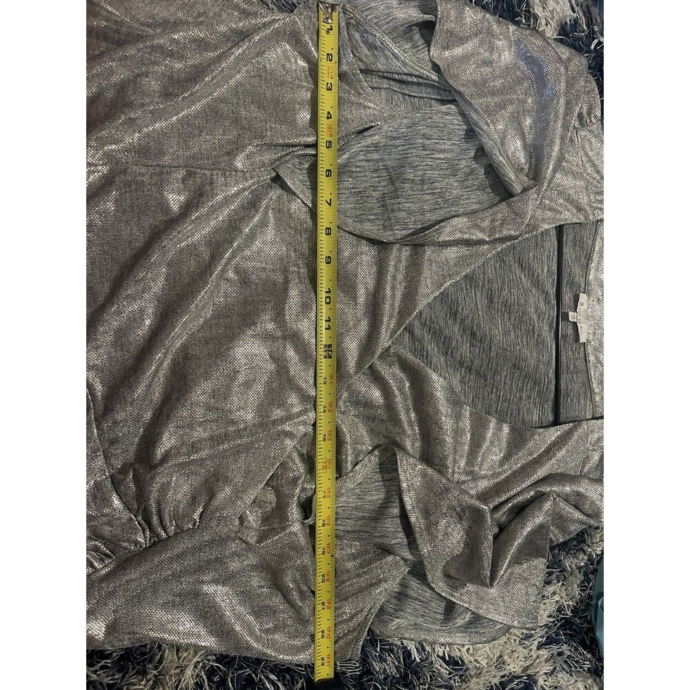 Skies Are Blue Metallic Silver Blouse- 3X - Picture 6 of 16